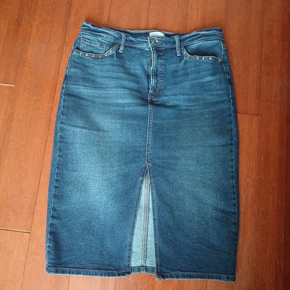 Classic Blue Denim Pencil Skirt